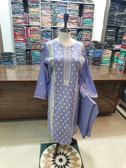Breeze embroidered lawn stiched long shirt trouser 2 pc binice