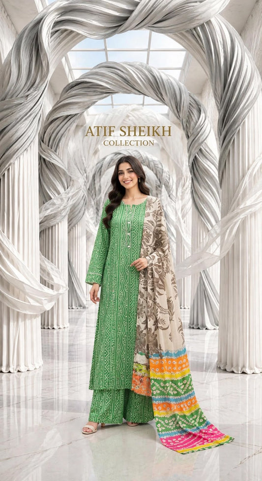 Marina stiched shalwar kameez 3pc grenchun