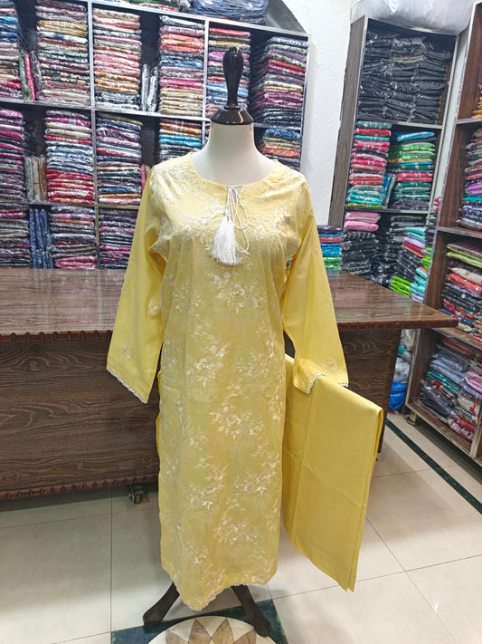 Breeze embroidered lawn stiched long shirt trouser 2pc slfyel