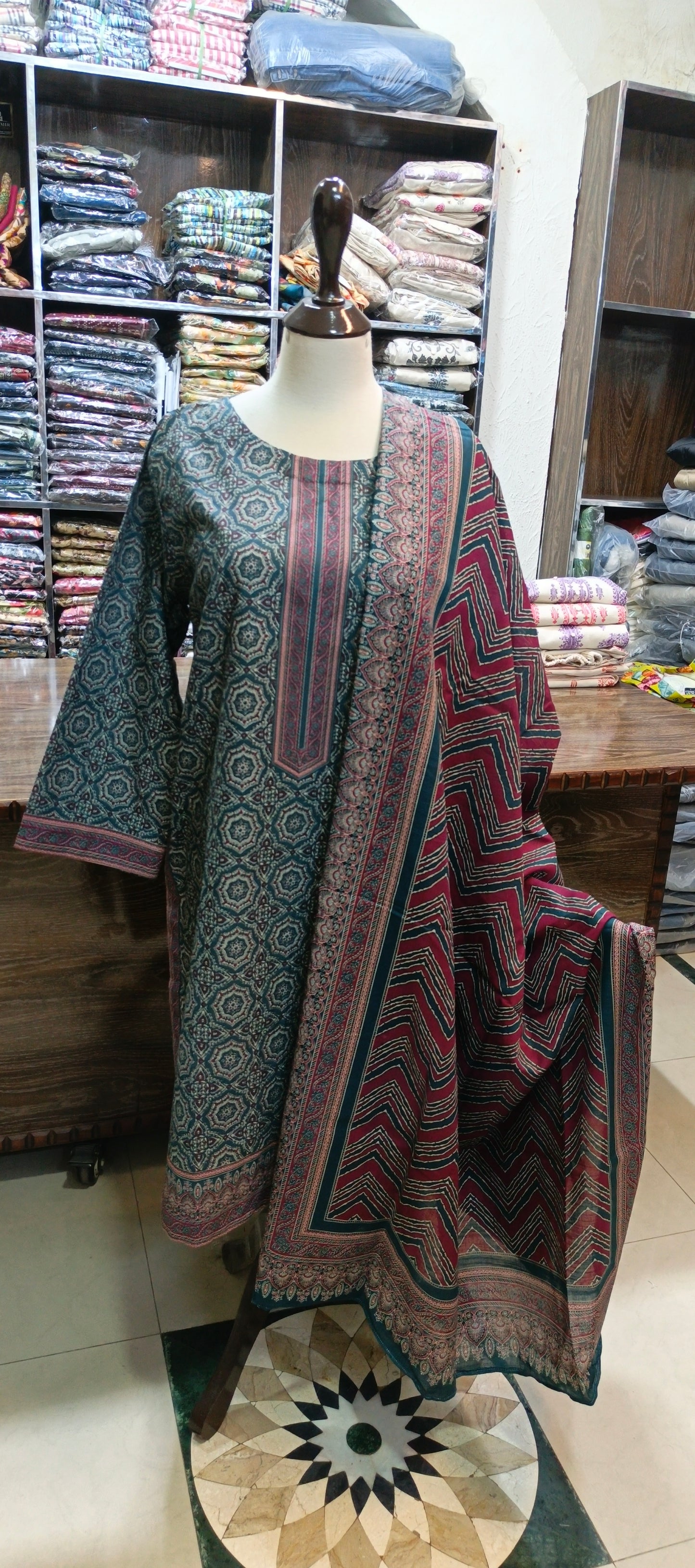 Bin saeed khaddar co ord set 3 pc