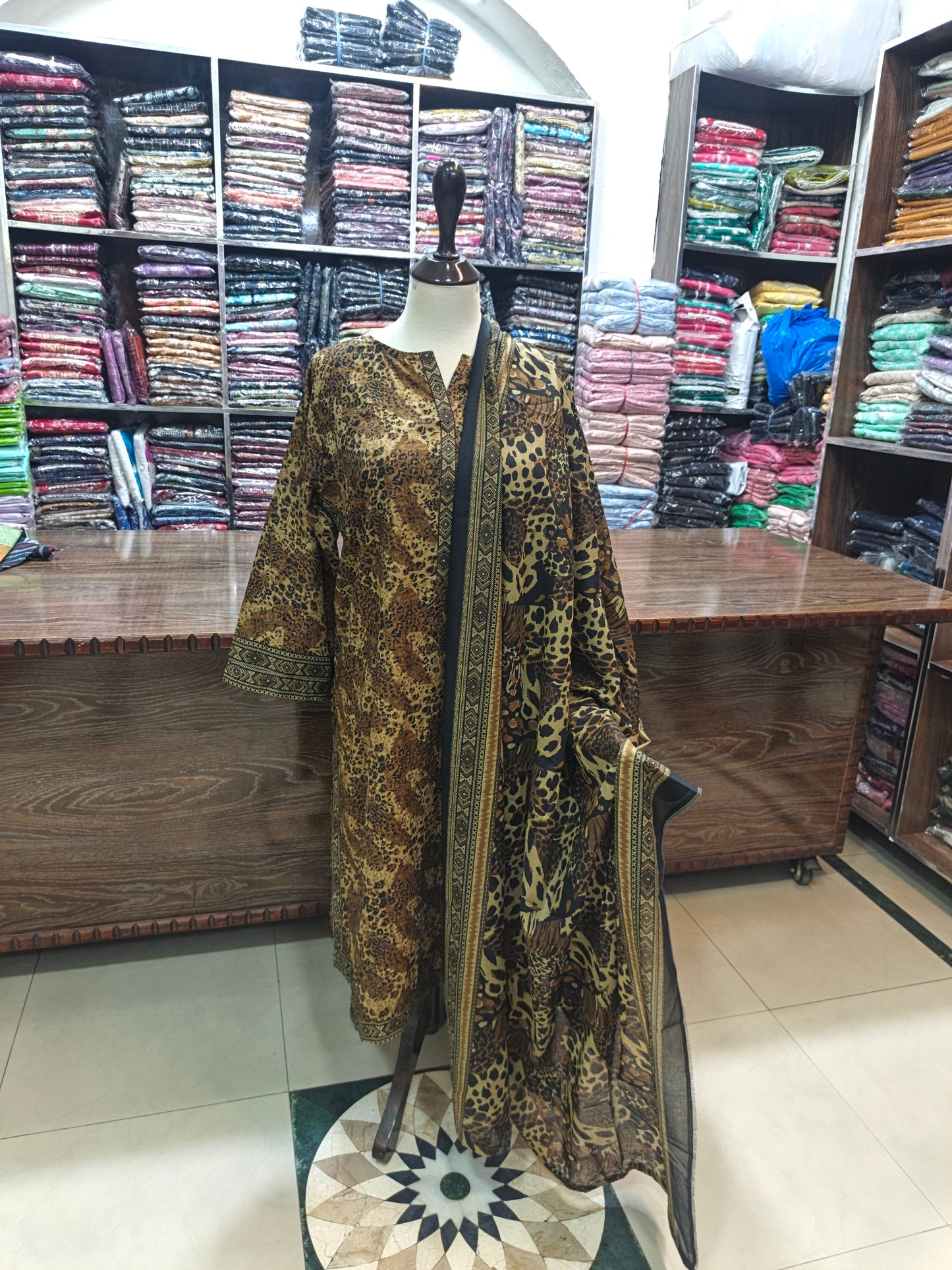 Binsaeed premium lawn stiched trouser shirt 3 pc leap