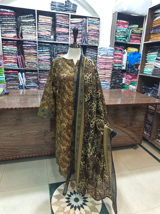 Binsaeed premium lawn stiched trouser shirt 3 pc leap