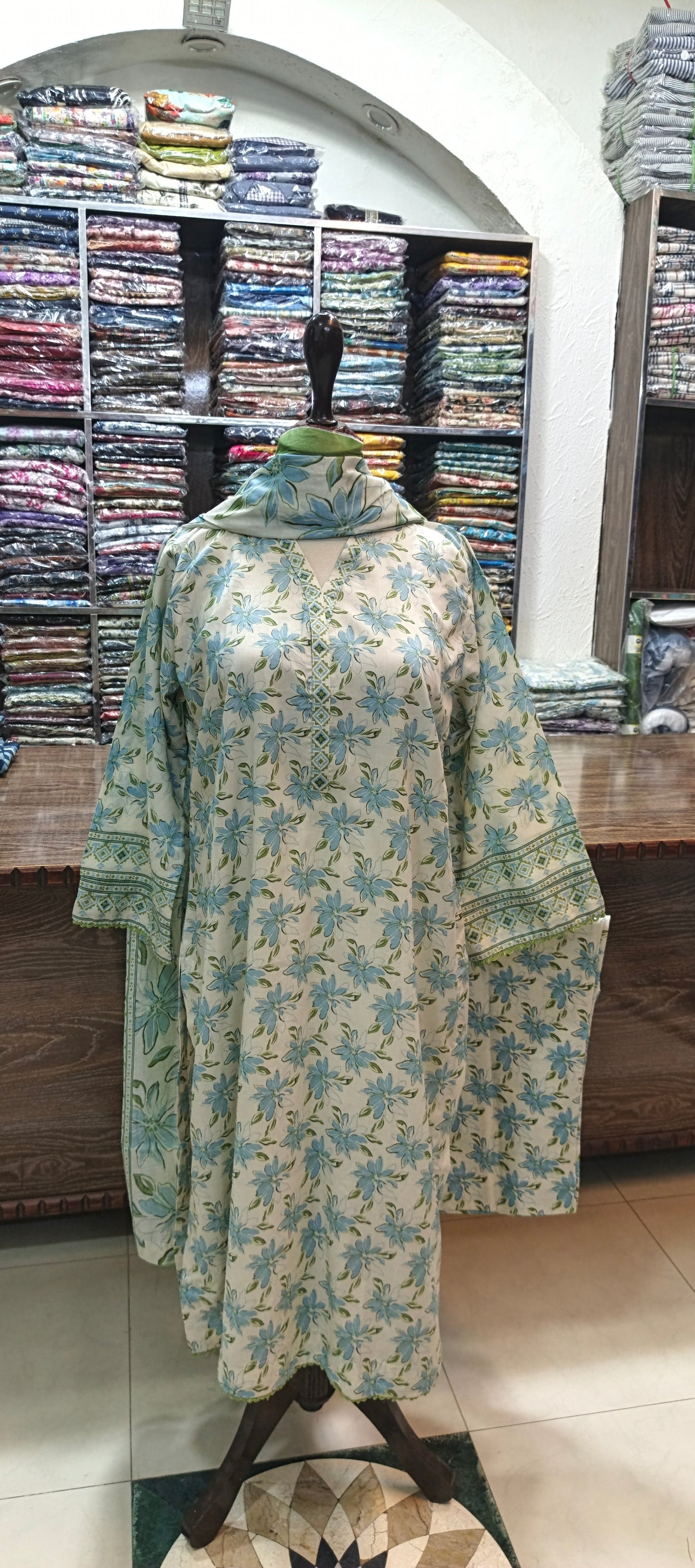 Bin saeed premium lawn stiched shirt trouser 3 pc wtice