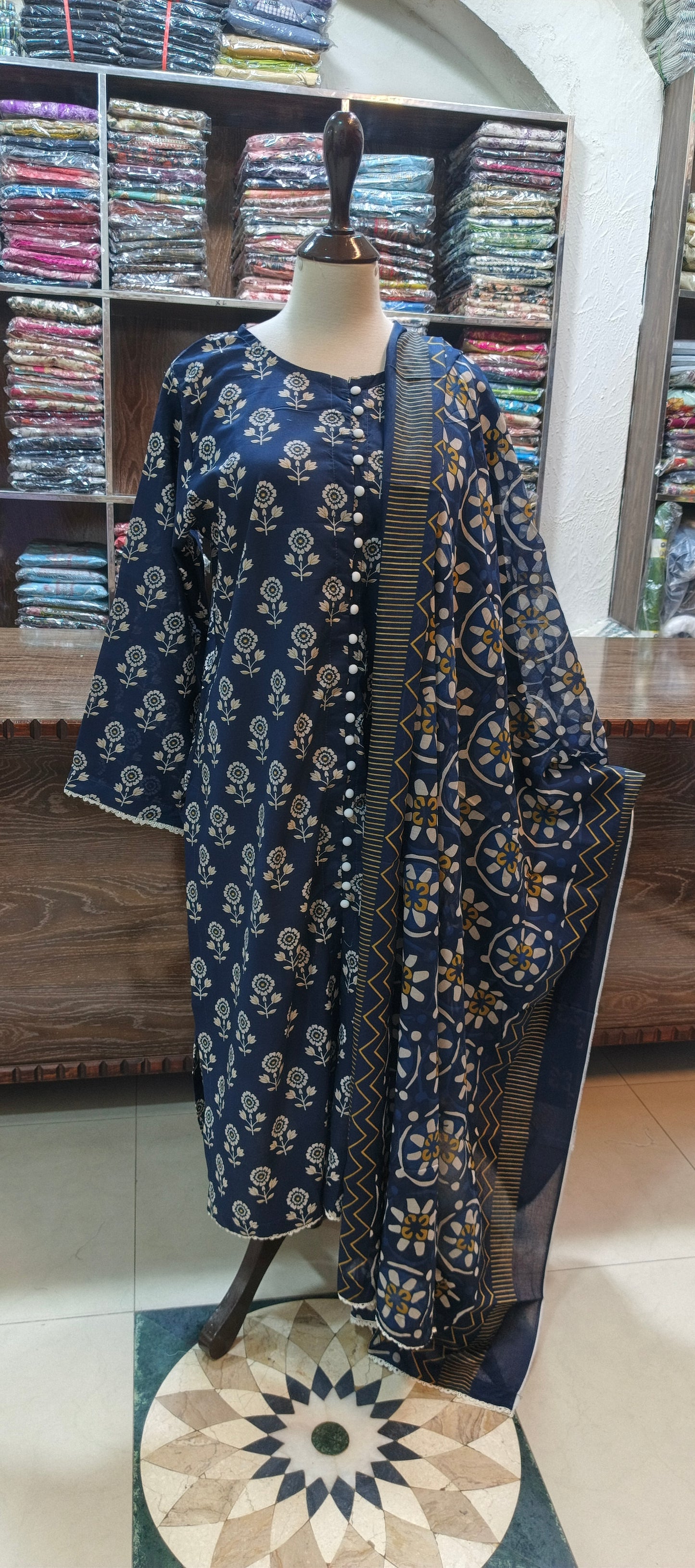Binsaeed premium lawn stiched long shirt trouser 3 pc