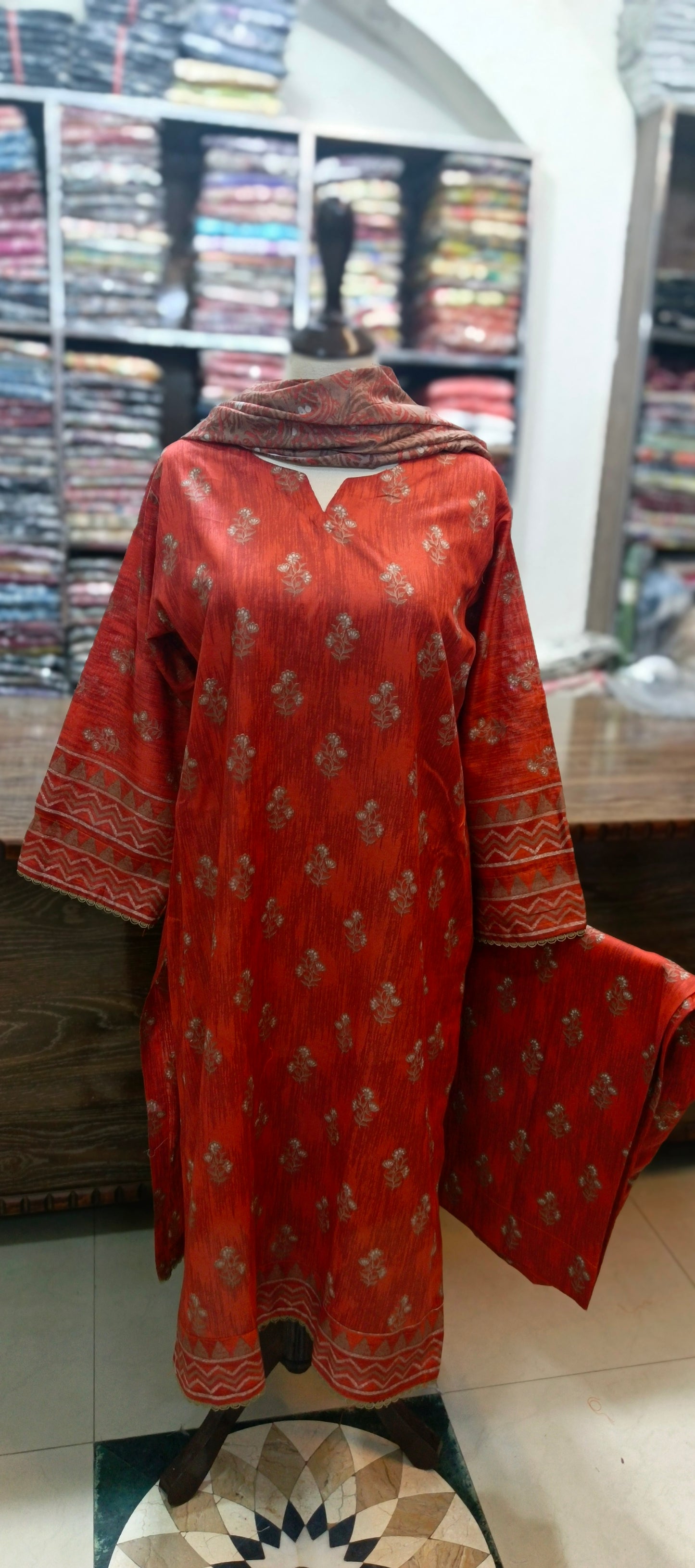 Safina premium lawn long shirt trouser stiched 3 pcRB