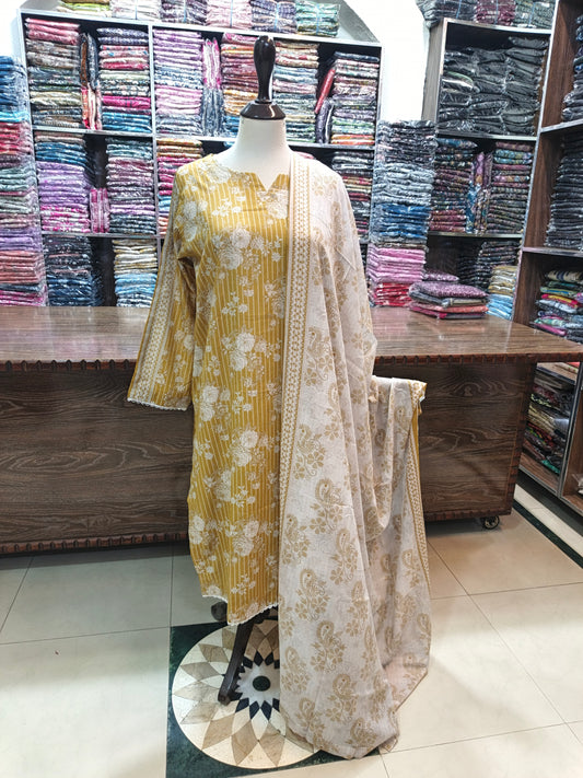 Safina premium lawn stiched trouser shirt  3 pc sndl