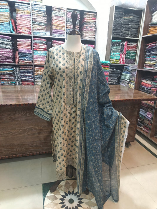 Binsaeed embroidered stiched shirt trouser 3pc frz