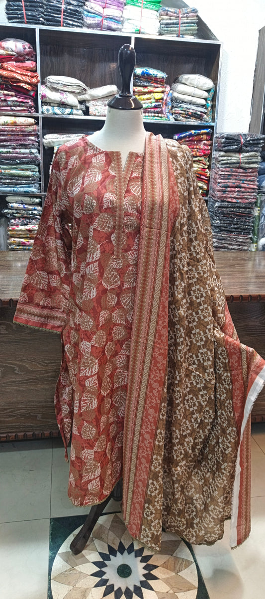 Safina premium lawn stiched shalwar kameez 3 pc