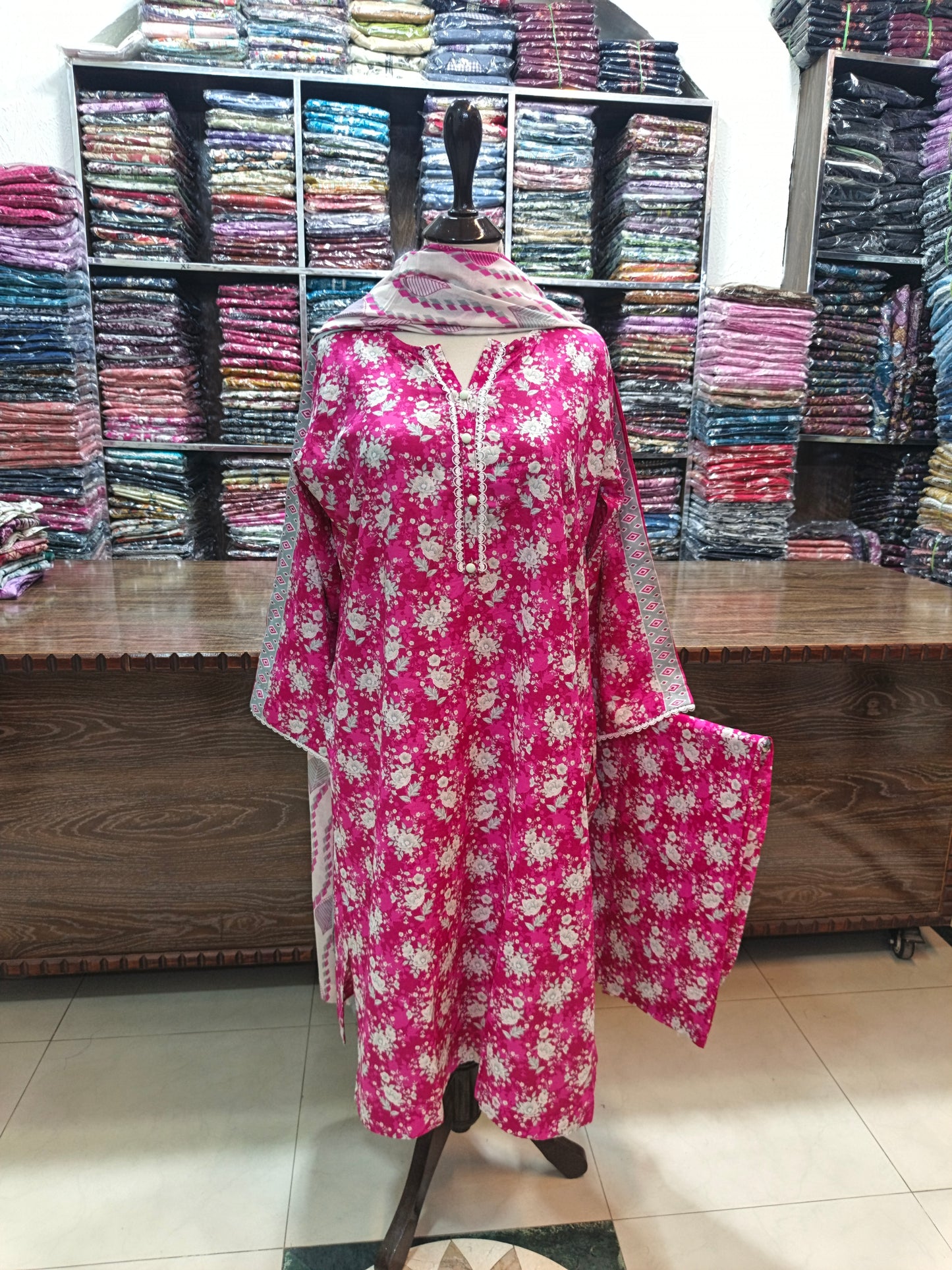 Binsaeed premium lawn stiched shirt trouser stiched 3pc pnkcrm