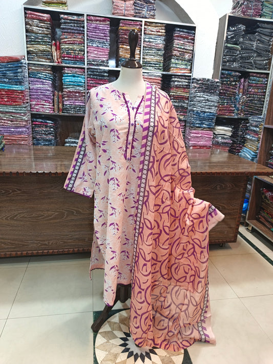 Bin saeed premium lawn stiched shirt trouser 3pc pnkprp