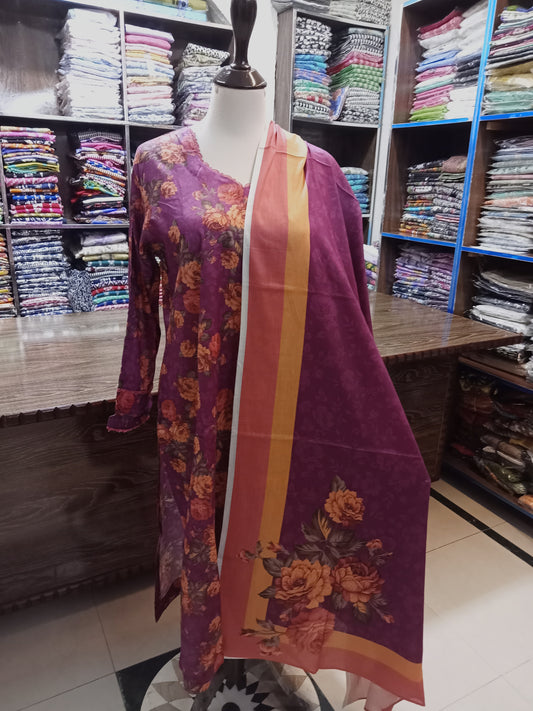 Baroque lawn stitched 3 PC