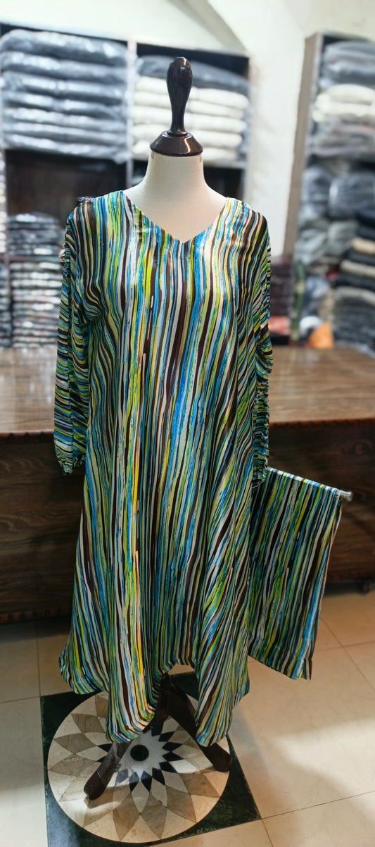Silk stiched A line 2 pc