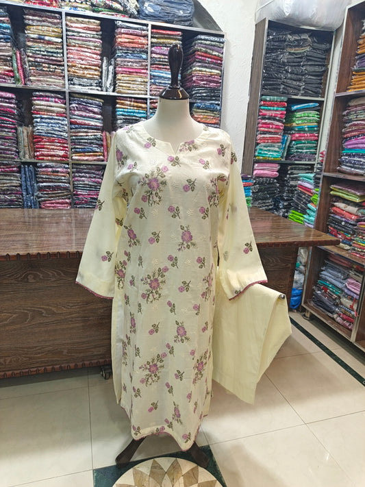 Breeze embroidered lawn stiched long shirt trouser 2pc csmoti