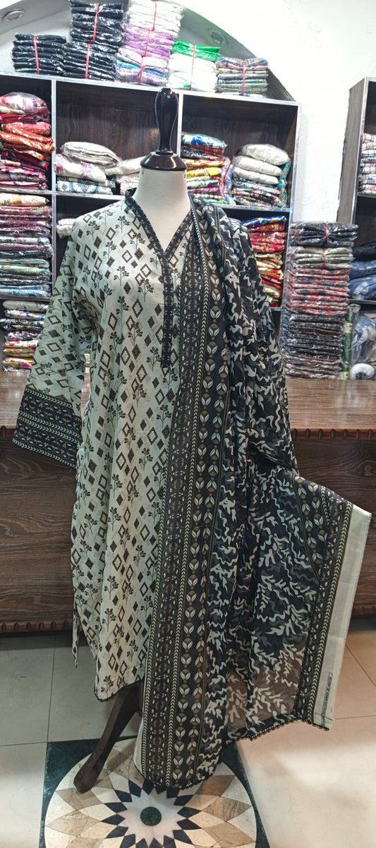 Safina premium lawn stiched shalwar kameez 3 pc