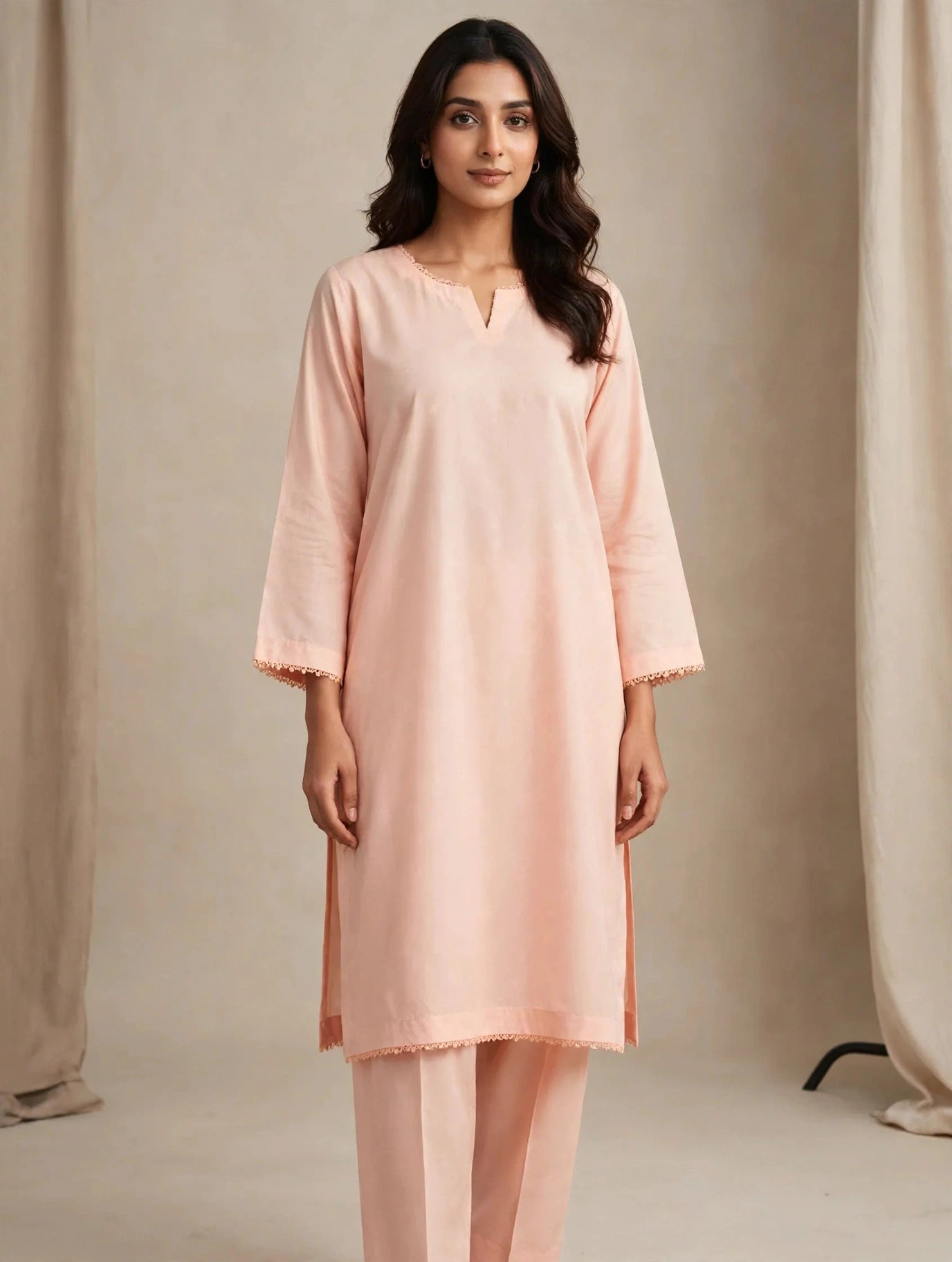 Solid pure lawn stiched shalwar kameez 2pc pch