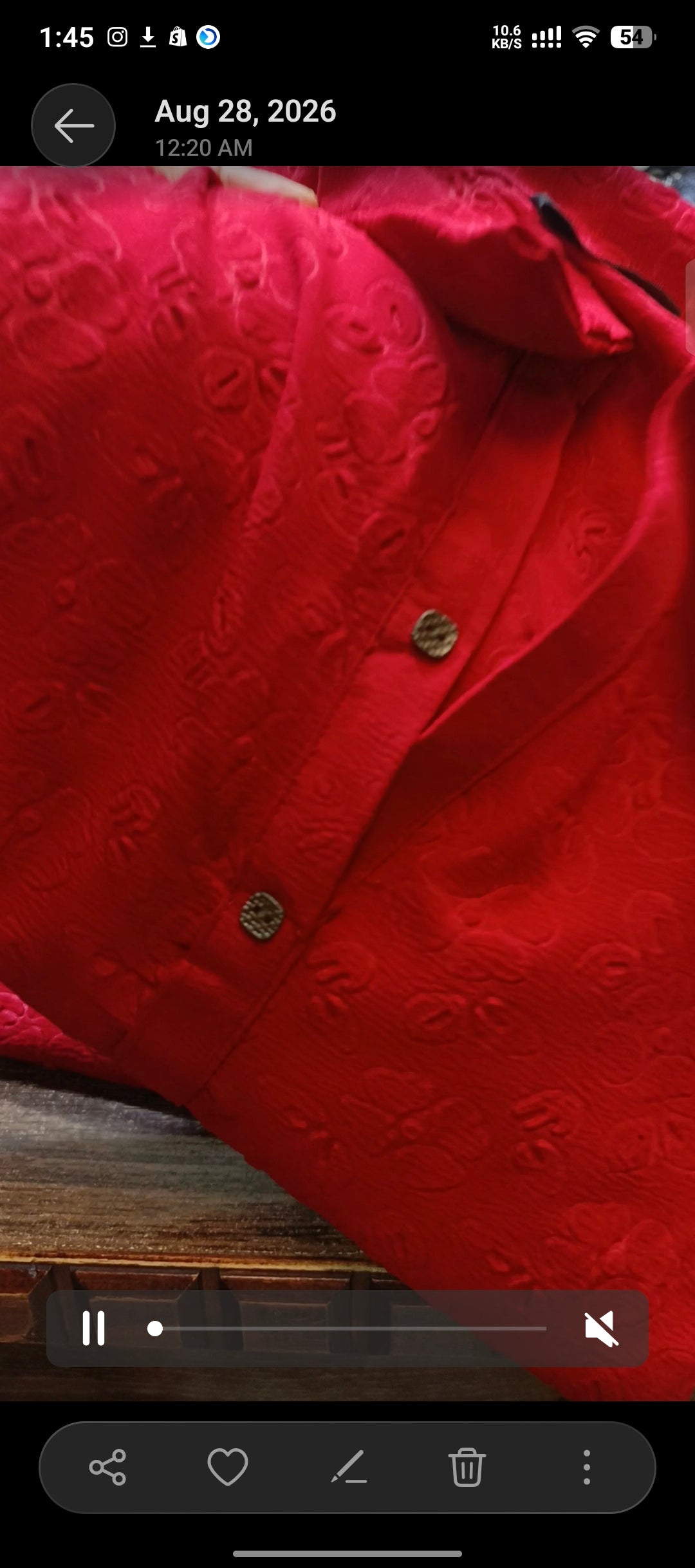 Embossed self jacquard shirt trouser 2pc red