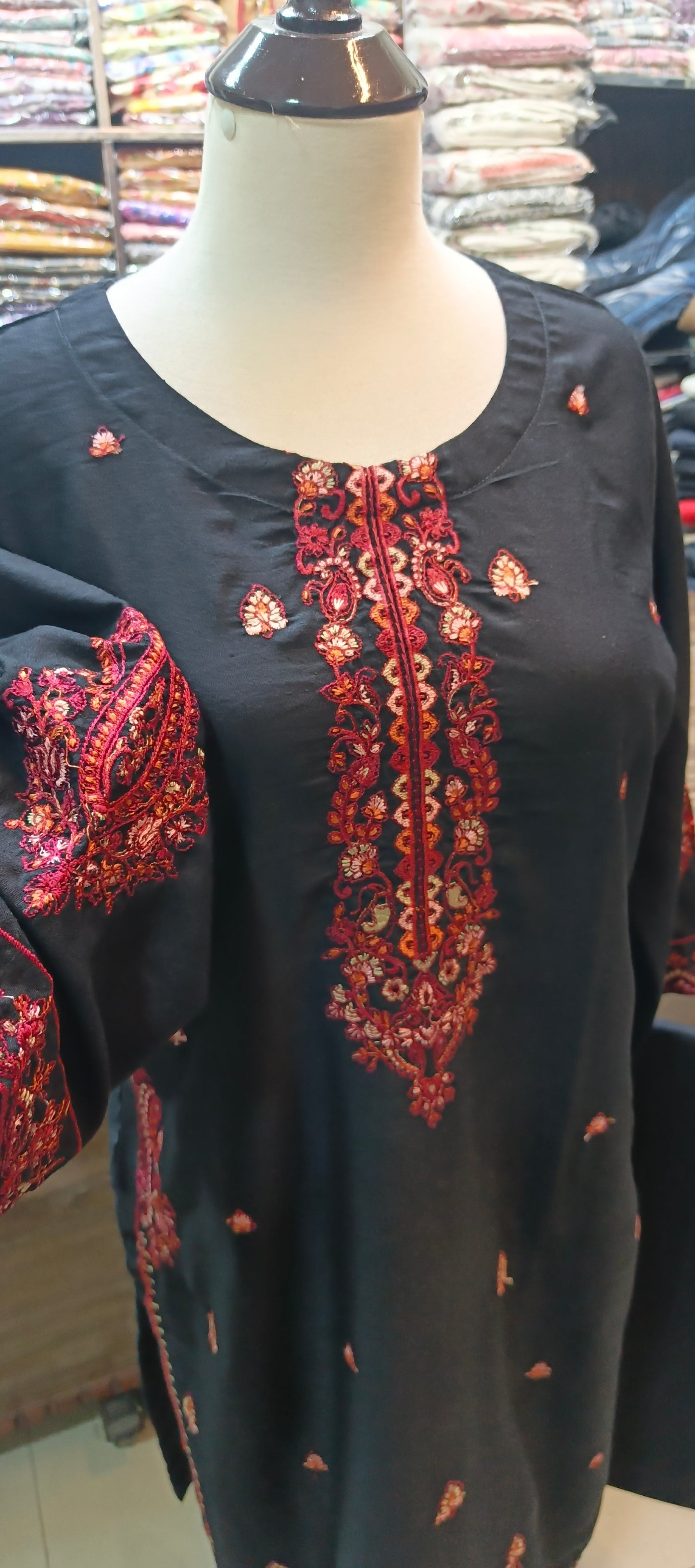 Mid summer karandi embroidered stiched 2 pc blkD