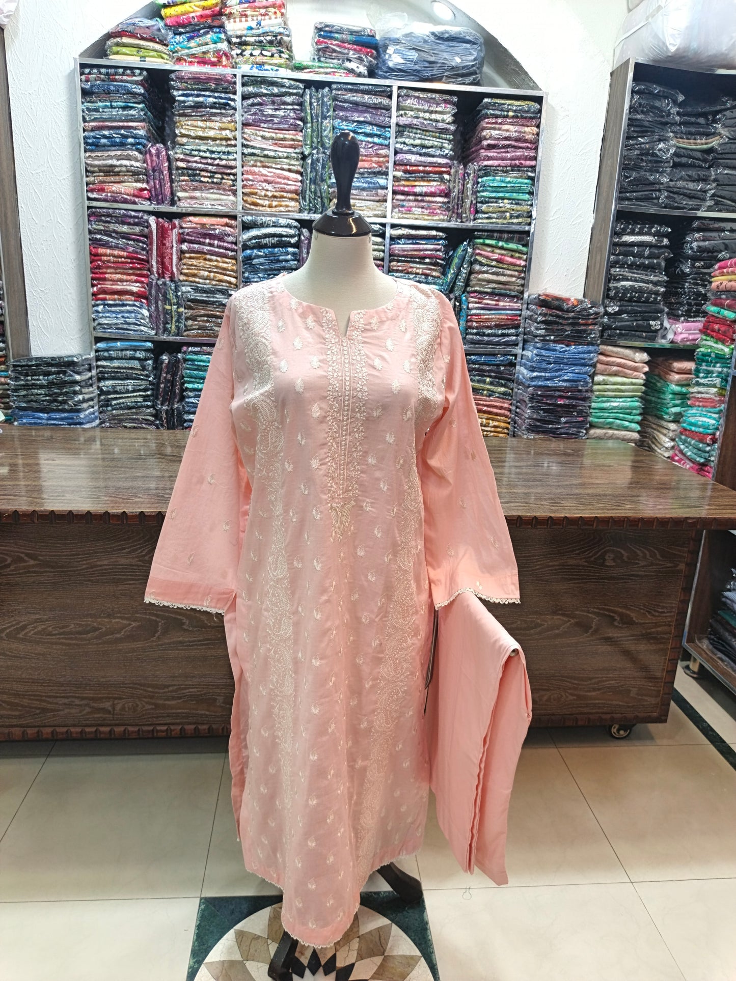 Breeze embroidered lawn stiched long shirt trouser 2pc  binpch