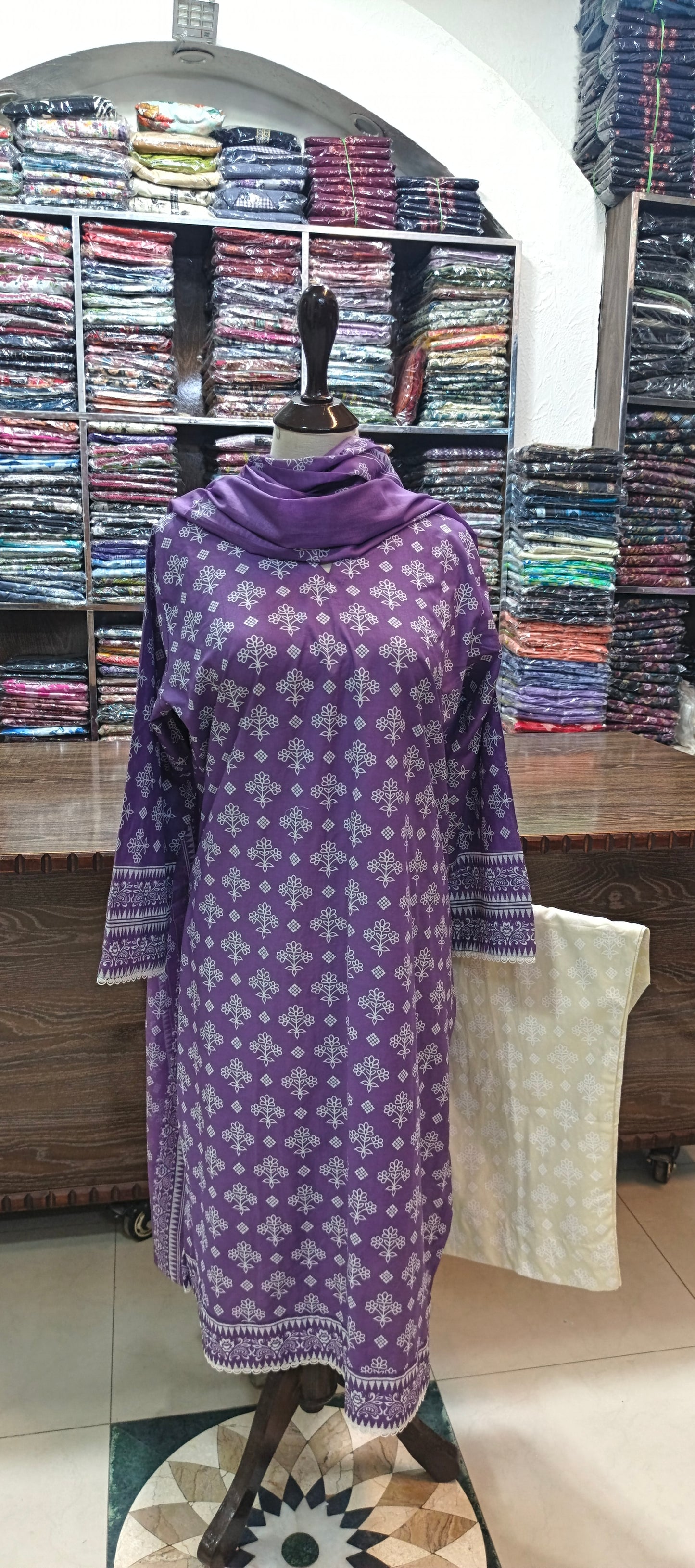 Safina premium lawn stiched long shirt trouser 3pc prpwt