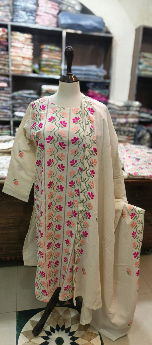 Karandi khaddar embroidered stiched 3 pc