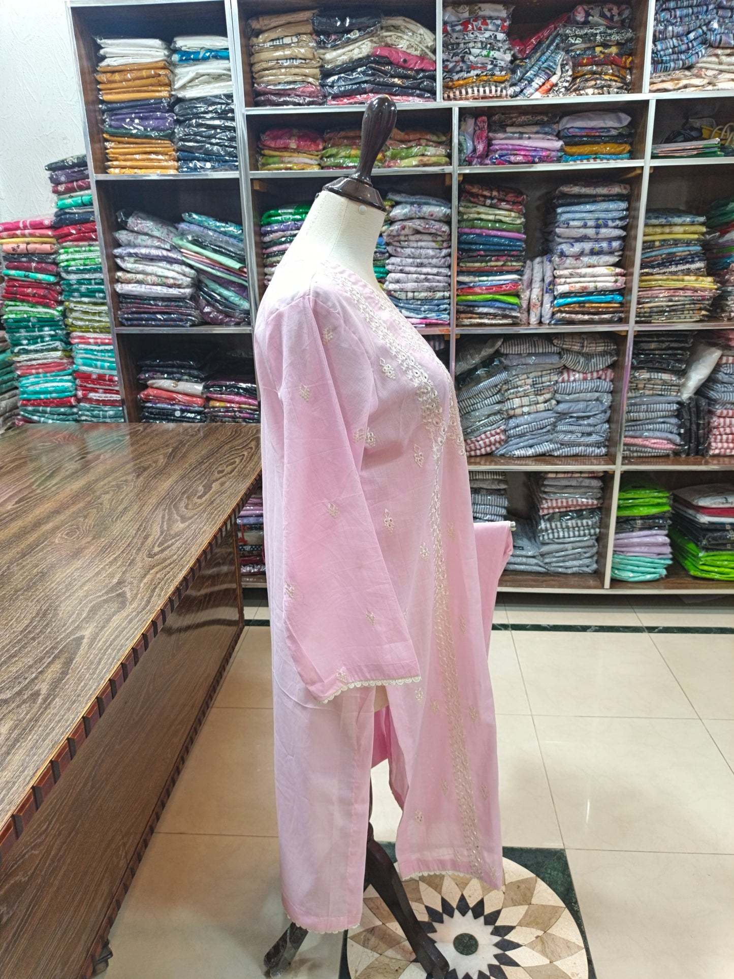 Breeze embroidered lawn stiched long shirt trouser 2pc borpnk