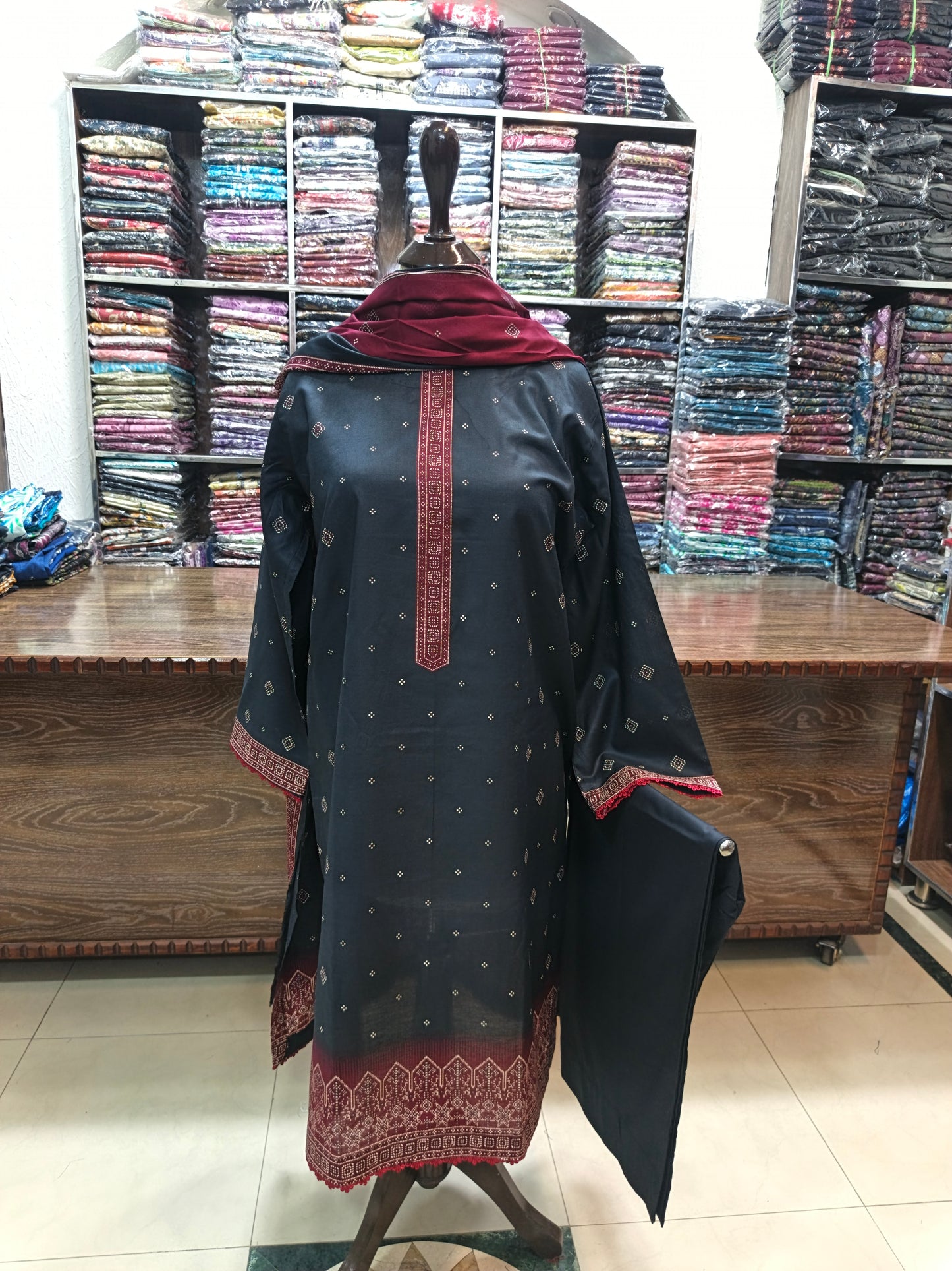 Binsaeed premium lawn stiched shirt trouser stiched 3pc BMchn