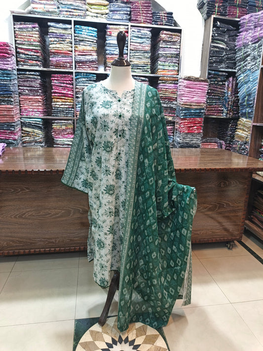 Safina premium lawn shirt trouser stiched 3 pc pstagrn