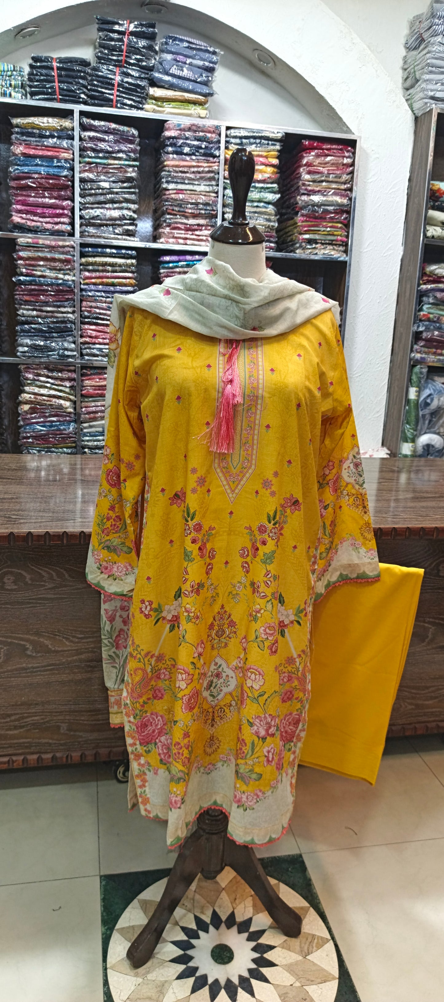 Bin saeed premium lawn stiched shalwar kameez 3 pc