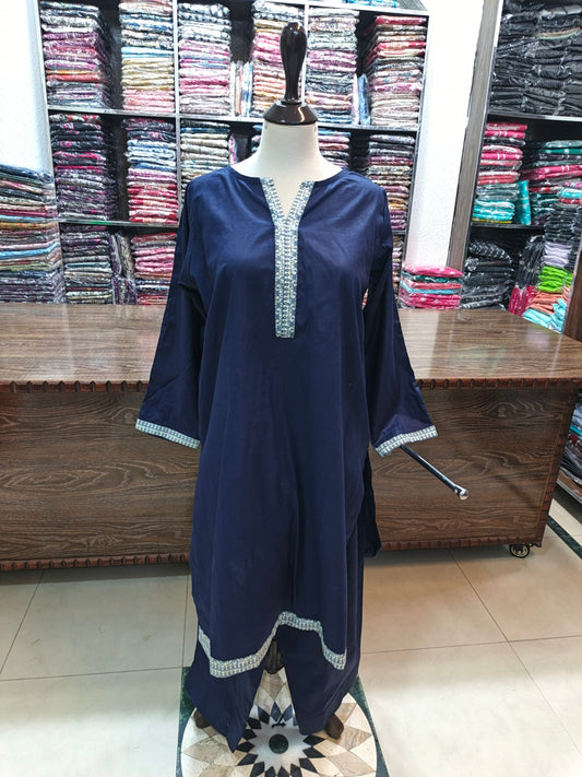 Solid pure lawn stiched shalwar kameez 2 pc