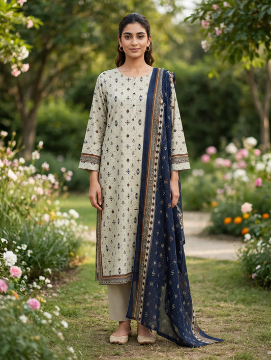 Binsaeed premium lawn stiched shirt trouser 3 pc sknnvy