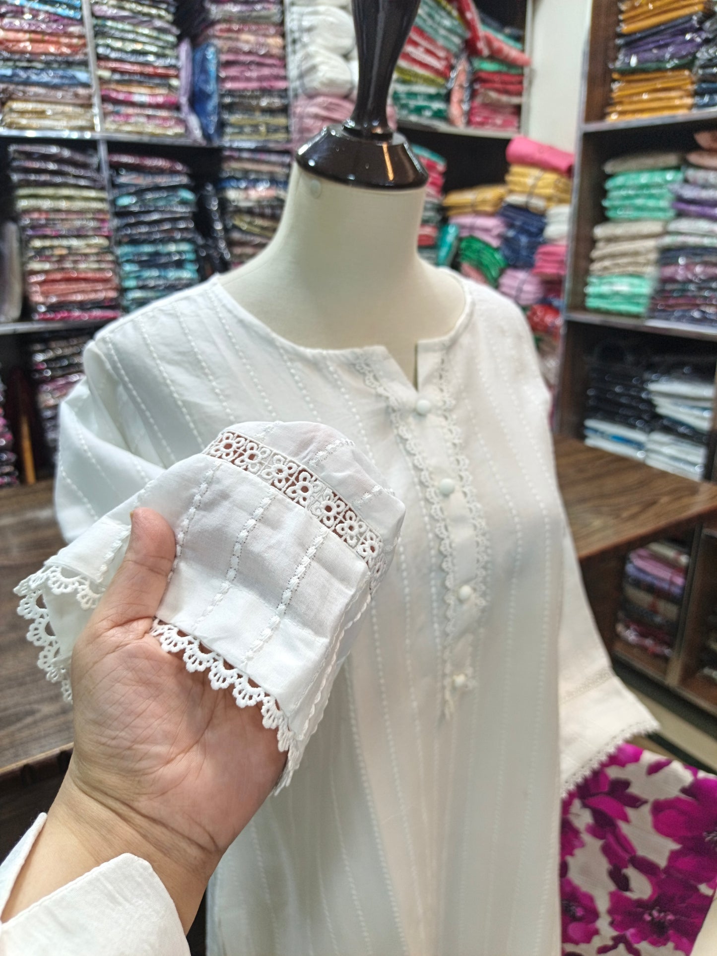 Lawn embroidered chikenkari stiched shirt and plazo 2pc Design 2