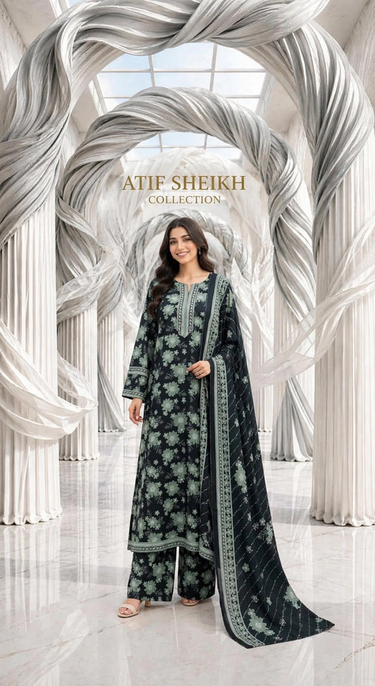 Binsaeed khaddar stiched shirt trouser 3 pc Bg