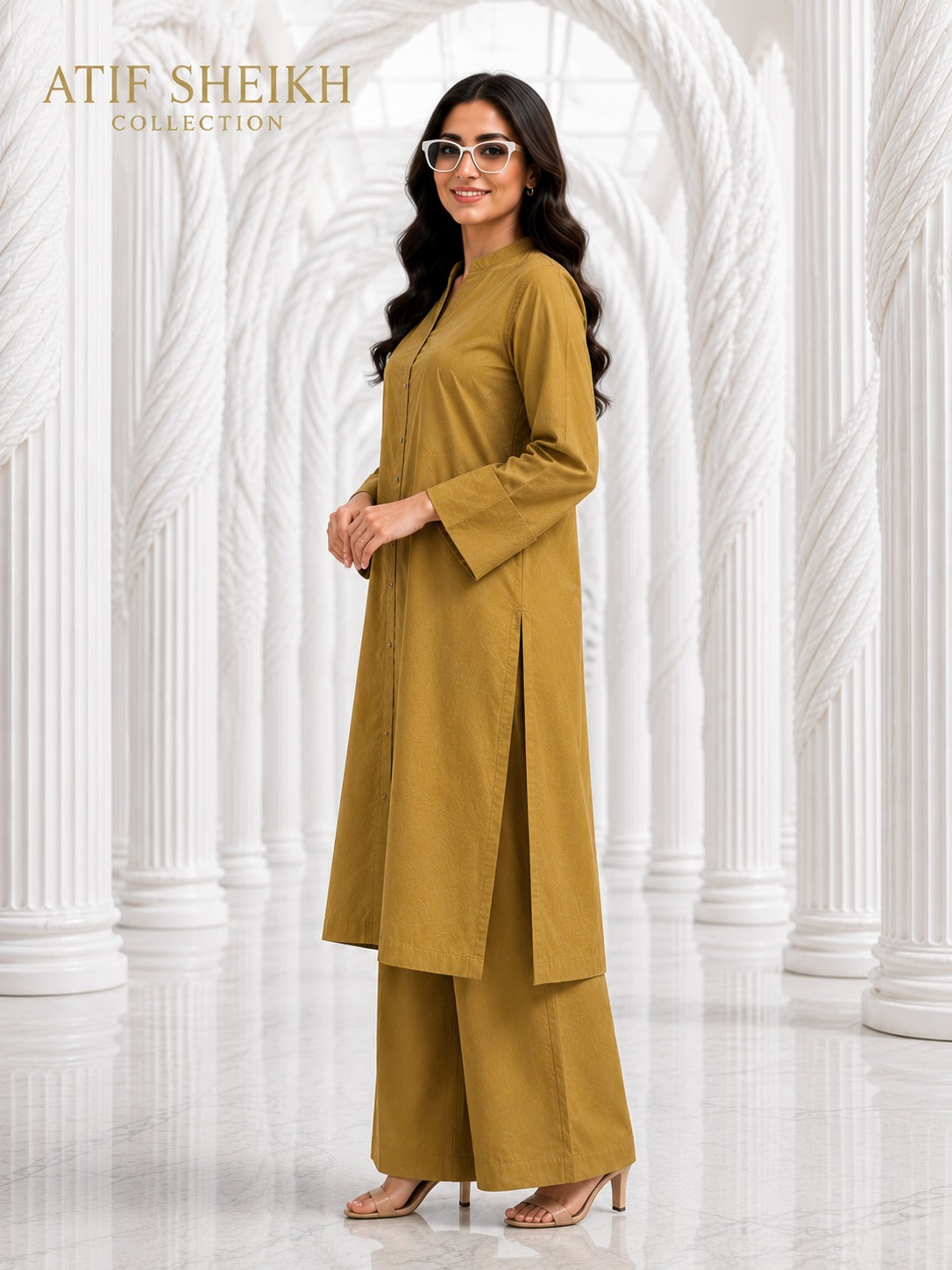 Binsaeed solid khaddar stiched shirt trouser 2p must