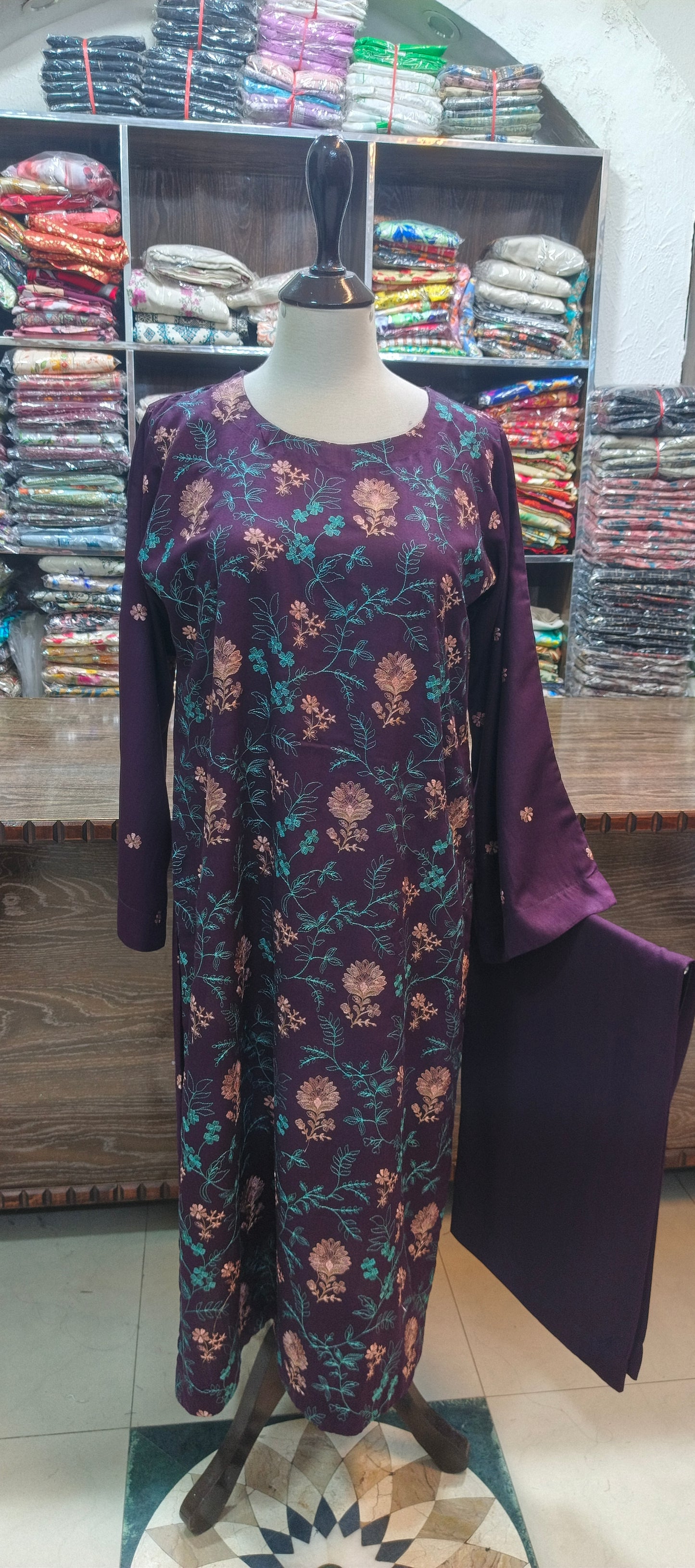 Karandi embroidered mid summer stiched 2 pc prpl p