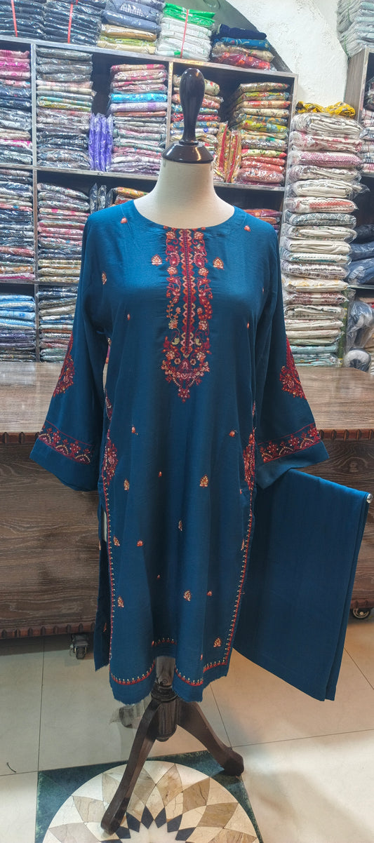 Mid summer karandi embroidered stiched 2 pc frzD