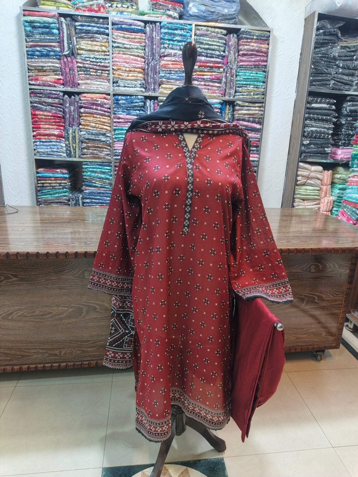 Binsaeed stiched shalwar kameez stiched 3pc mrnfl
