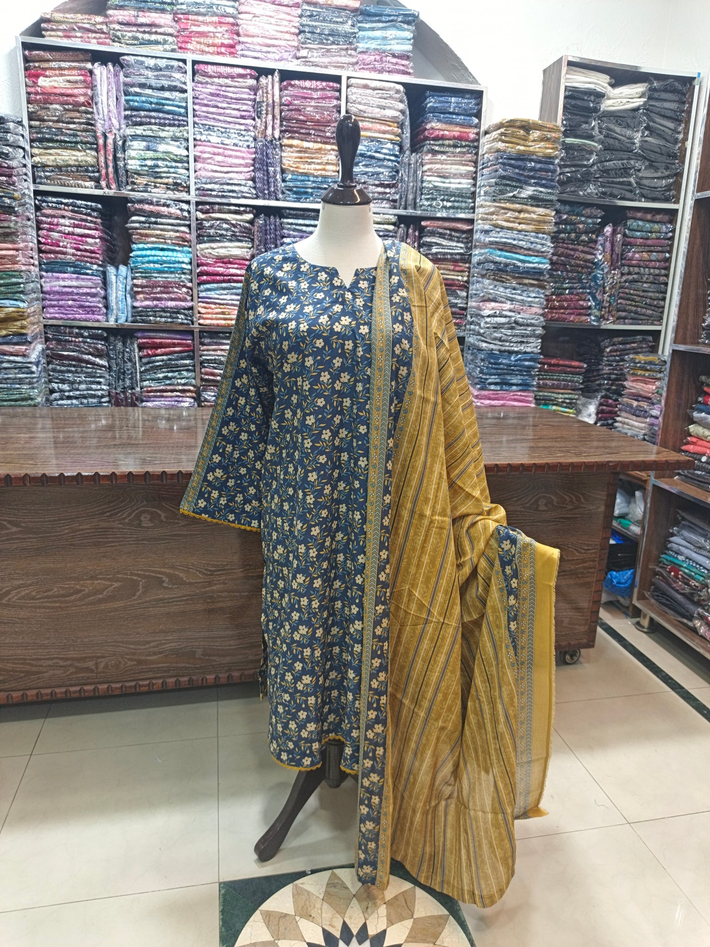 Bin saeed premium lawn stiched shirt trouser 3pc Nfmust