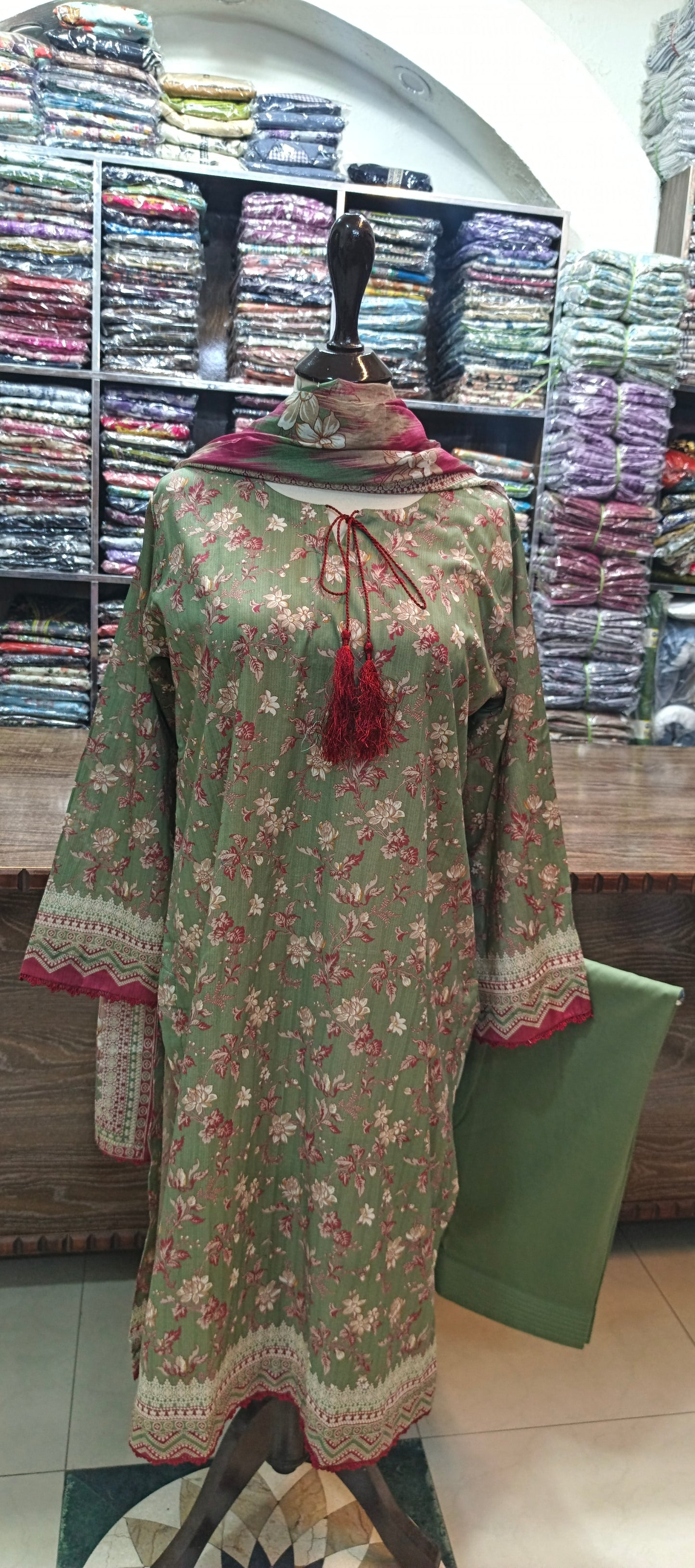 Bin saeed premium lawn stiched shalwar kameez 3 pc