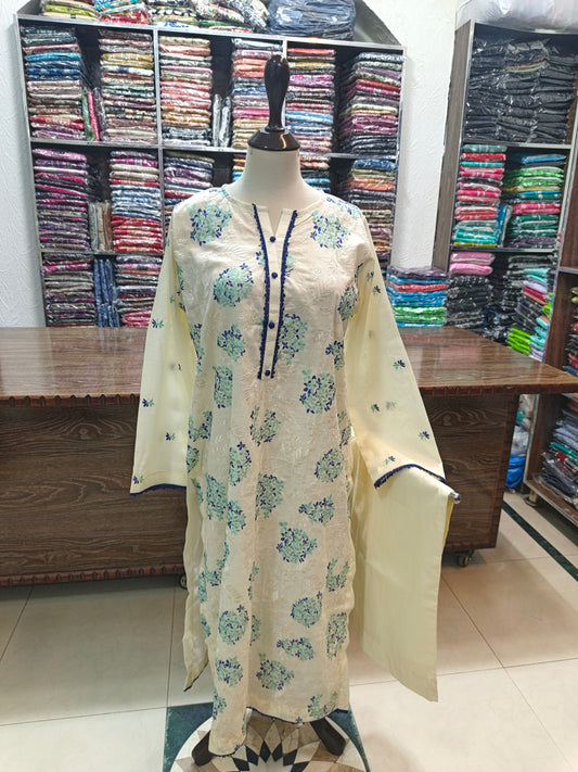 Breeze embroidered lawn stiched long shirt trouser 2 pc crmm