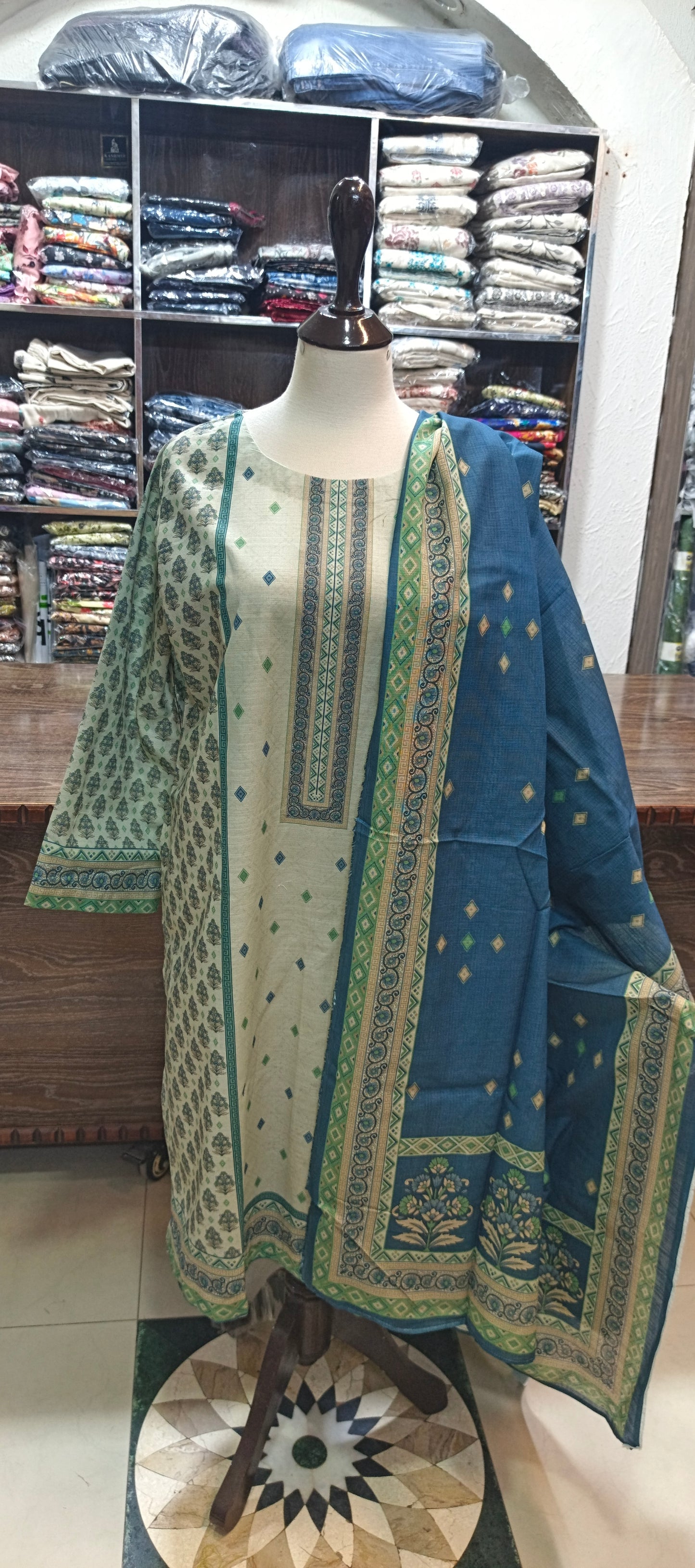 Bin saeed khaddar stiched shirt trouser 3 pc