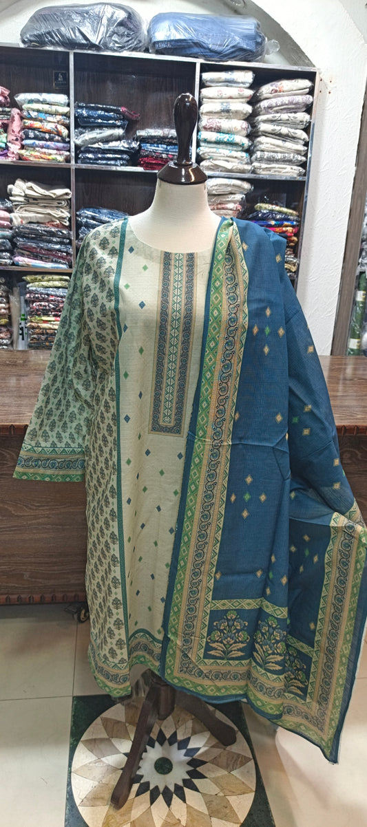 Bin saeed khaddar stiched shirt trouser 3 pc