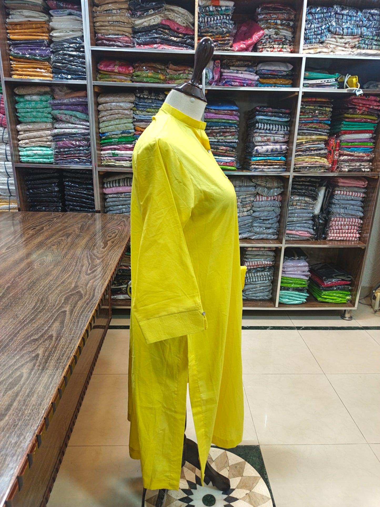 Solid pure lawn long stiched shirt trouser 2 pc lmnyel