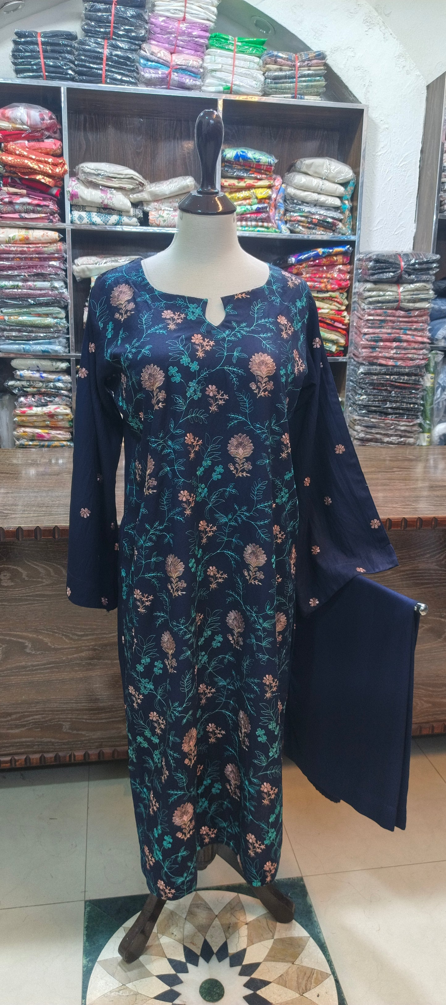 Karandi embroidered mid summer stiched 2 pc nvy p