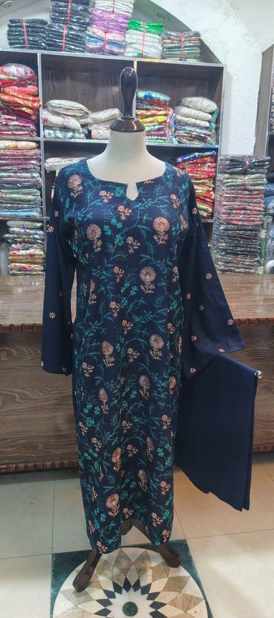 Karandi embroidered mid summer stiched 2 pc nvy p