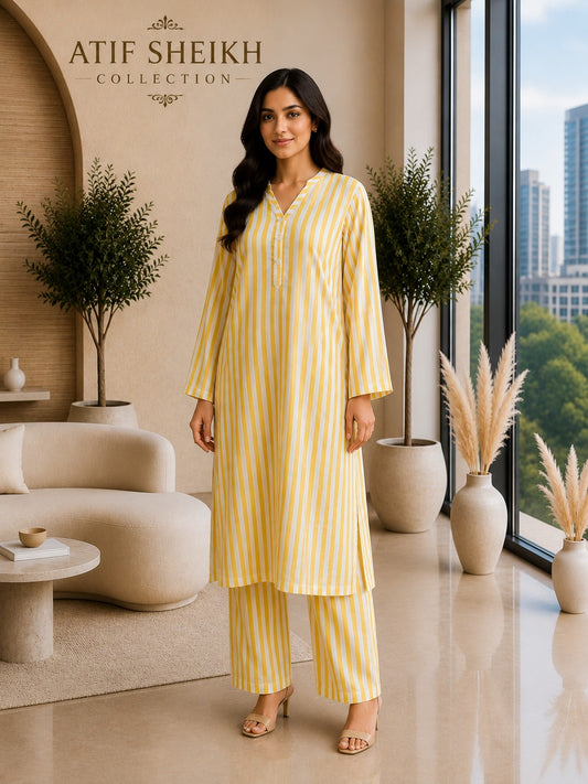 Linen stiched shirt trouser 2pc yelstrp