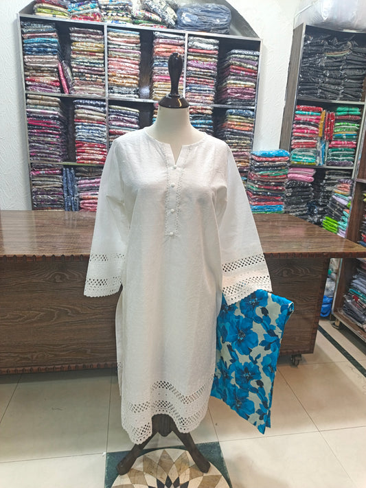 Lawn chikenkari shirt and plazzo 2pc