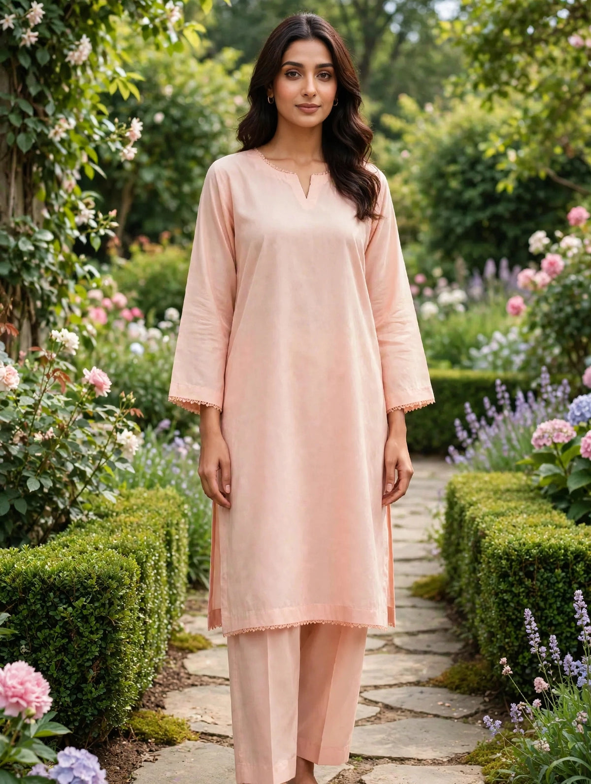 Solid pure lawn stiched shalwar kameez 2pc pch