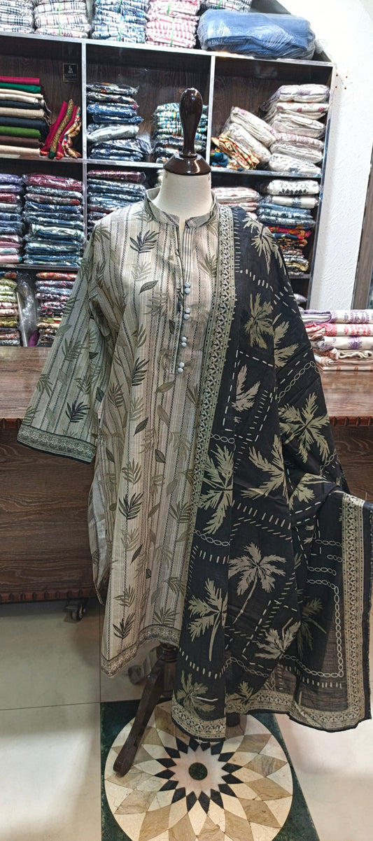 Bin saeed khaddar stiched co ord set 3 pc