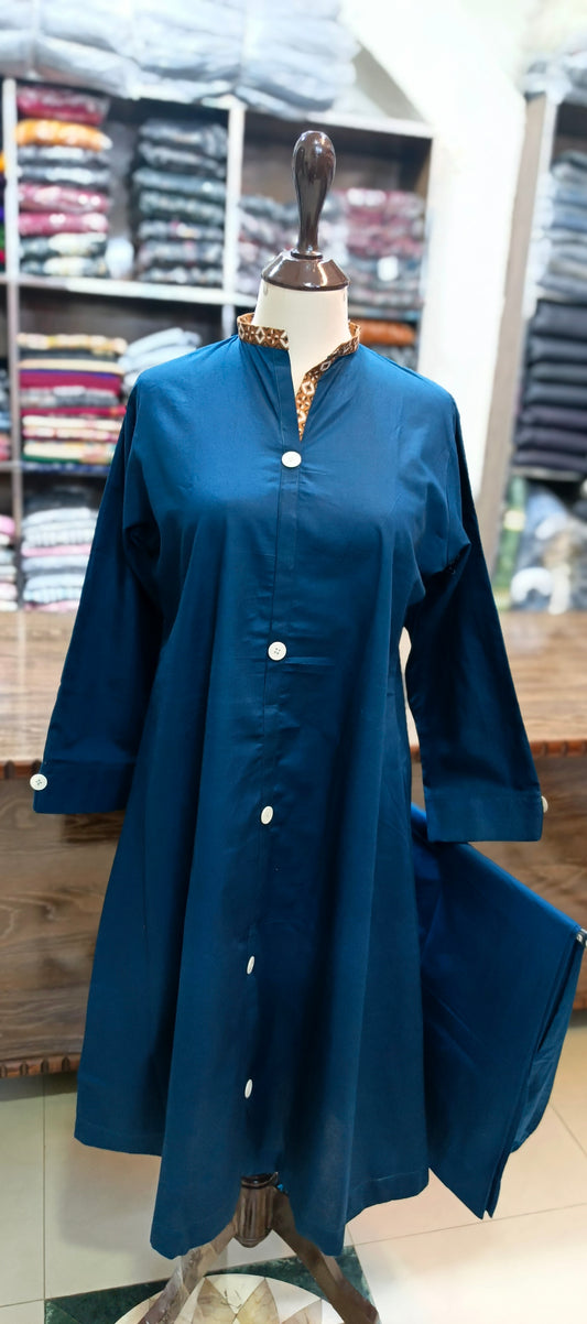 Bin saeed solid khaddar long A line