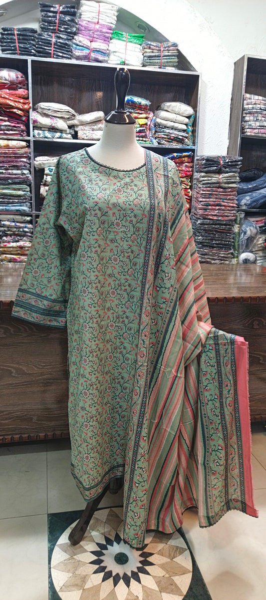 Bin saeed lawn stiched shirt trouser 3 pc